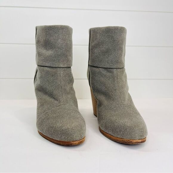 Rag & Bone Newbury Italian Canvas Stonewall Ankle Boot 7.5 Chunky Stacked Heel - Picture 4 of 16